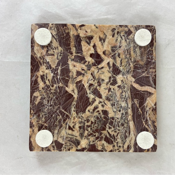 Thirstystone Set Of 4 Cherry Marble Coasters With Wood Holder 4x4 Square NEW - Picture 13 of 13